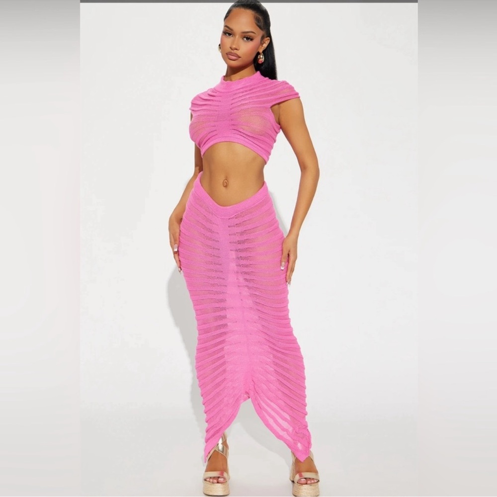 Fashion nova pink key west coverup set